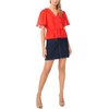 Vince Camuto Women’s V Neck 3/4 Sleeve Button Down Top(Lobster Red)