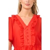 Vince Camuto Women’s V Neck 3/4 Sleeve Button Down Top(Lobster Red)