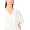 Vince Camuto Women’s V Neck 3/4 Sleeve Button Down Top(Ultra White)