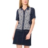 Vince Camuto Women’s Collar Button Down Short Sleeve Shirt(Classic Navy)
