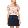Vince Camuto Women’s Crew Neck Top with Ruffle Seam(New Ivory)
