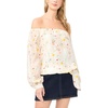 Vince Camuto Women’s Floral Off the Shoulder Long Sleeve Blouse(Ultra White)