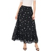 Vince Camuto Women’s Floral Print Smocked Waist Maxi Skirt(Rich Black)