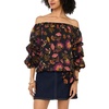 Vince Camuto Women’s Off the Shoulder 3/4 Bubble Sleeve Blouse(Rich Black)