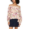 Vince Camuto Women’s Off the Shoulder Long Sleeve Tie Blouse(New Ivory)
