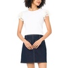Vince Camuto Women’s Ruffle Short Sleeve Crew Neck Blouse(Ultra White)