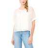 Vince Camuto Women’s Scoop Neck Button Down Short Sleeve Flowy Top(Ultra White)