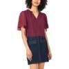Vince Camuto Women’s Short Sleeve Tie Neck Princess Sleeve Blouse(Vineyard Plum)