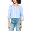 Vince Camuto Women’s Striped 3/4 Raglan Sleeve Button Down Blouse(Ultramarine)