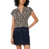 Vince Camuto Women’s V Front Placket Short Sleeve Blouse(Rich Black)