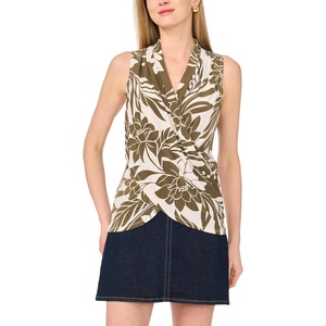 Vince Camuto Women’s Front Cross Over Wrap Sleeveless Tank Top(Burnt Olive)