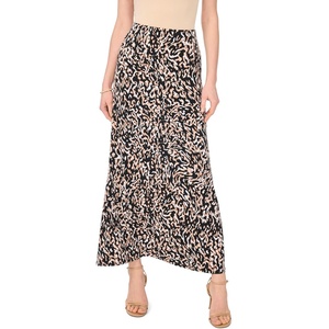 Vince Camuto Women’s Printed Maxi Pull on Skirt(Rich Black)