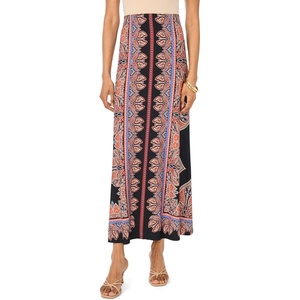 Vince Camuto Women’s Printed Pull on Maxi Skirt(Rust)