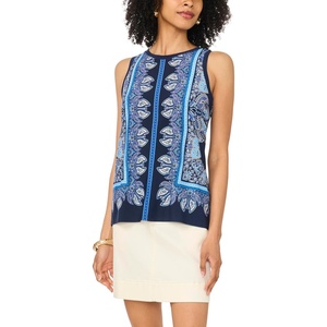 Vince Camuto Women’s Printed Sleeveless Tank Top(Classic Navy)