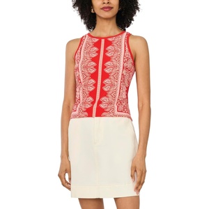 Vince Camuto Women’s Printed Sleeveless Tank Top(Lobster Red)