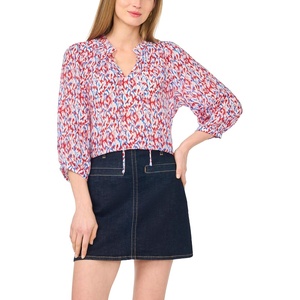 Vince Camuto Women’s Raglan Split Neck 3/4 Sleeve Blouse(Red Hot)