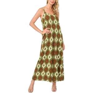 Vince Camuto Women’s Sleeveless V-neck Flared Jumpsuit(Burnt Olive)