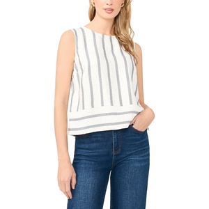 Vince Camuto Women’s Striped Sleeveless Crew Neck Blouse(Classic Navy)