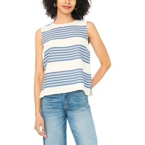 Vince Camuto Women’s Striped Sleeveless Crew Neck Top(Denim)