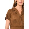 Vince Camuto Women’s Short Sleeve Tie Back Button Down Midi Dress(Toasted)