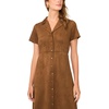 Vince Camuto Women’s Short Sleeve Tie Back Button Down Midi Dress(Toasted)
