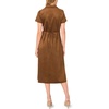 Vince Camuto Women’s Short Sleeve Tie Back Button Down Midi Dress(Toasted)