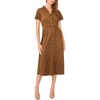 Vince Camuto Women’s Short Sleeve Tie Back Button Down Midi Dress(Toasted)