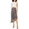 Vince Camuto Women’s Floral Asymmetrical Ruffle Midi Skirt(Classic Navy)
