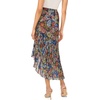 Vince Camuto Women’s Floral Asymmetrical Ruffle Midi Skirt(Classic Navy)