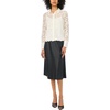 Vince Camuto Women’s Lace Long Sleeve Collared Button Down Knit Blouse(New Ivory)