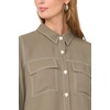Vince Camuto Women’s Long Sleeve Collared Button Up Blouse with Flap Pockets(Emerald Leaf)