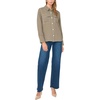Vince Camuto Women’s Long Sleeve Collared Button Up Blouse with Flap Pockets(Emerald Leaf)