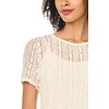 Vince Camuto Women’s Short Sleeve Stretch Lace Top(New Ivory)