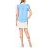 Vince Camuto Women’s Short Sleeve V-Neck Ruffle Sleeve Blouse(Chambray Blue)