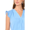 Vince Camuto Women’s Short Sleeve V-Neck Ruffle Sleeve Blouse(Chambray Blue)