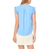 Vince Camuto Women’s Short Sleeve V-Neck Ruffle Sleeve Blouse(Chambray Blue)