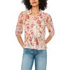 Vince Camuto Women’s Floral Elbow Sleeve Puff Sleeve Collar Buttondown Top(Sand Drift)