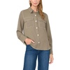 Vince Camuto Women’s Long Sleeve Collared Button Up Blouse with Flap Pockets(Emerald Leaf)