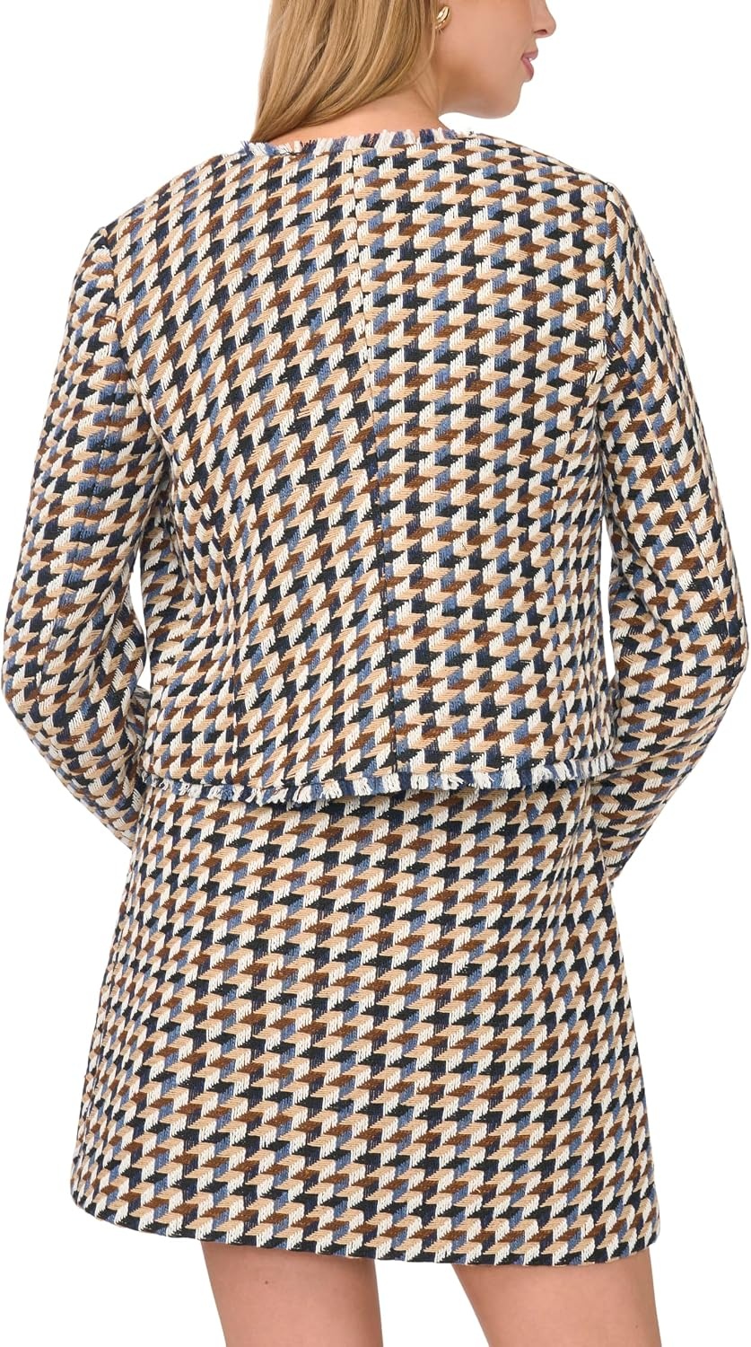 image:imageCheckered Long Sleeve Boucle Blazer Multi