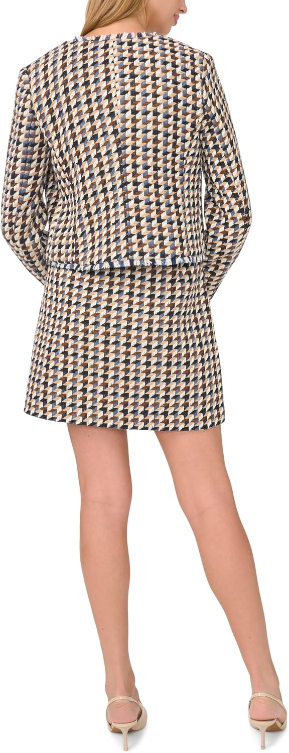 image:imageCheckered Long Sleeve Boucle Blazer Multi