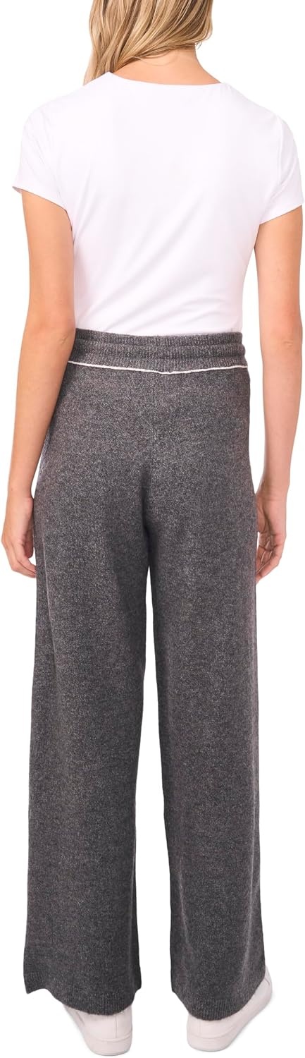 image:imageVince Camuto Womens Contrast Top Stitch Sweatpant with DrawstringMedium Heather Grey