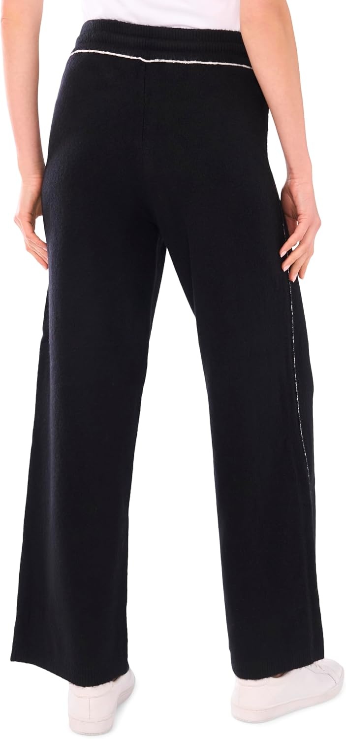 image:imageVince Camuto Womens Contrast Top Stitch Sweatpant with DrawstringRich Black