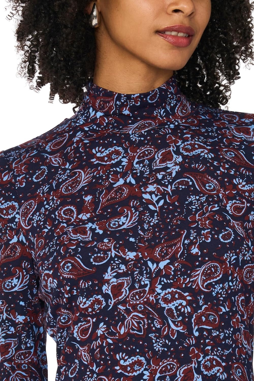 image:imageVince Camuto Womens Floral Mock Neck Long Sleeve TopClassic Navy