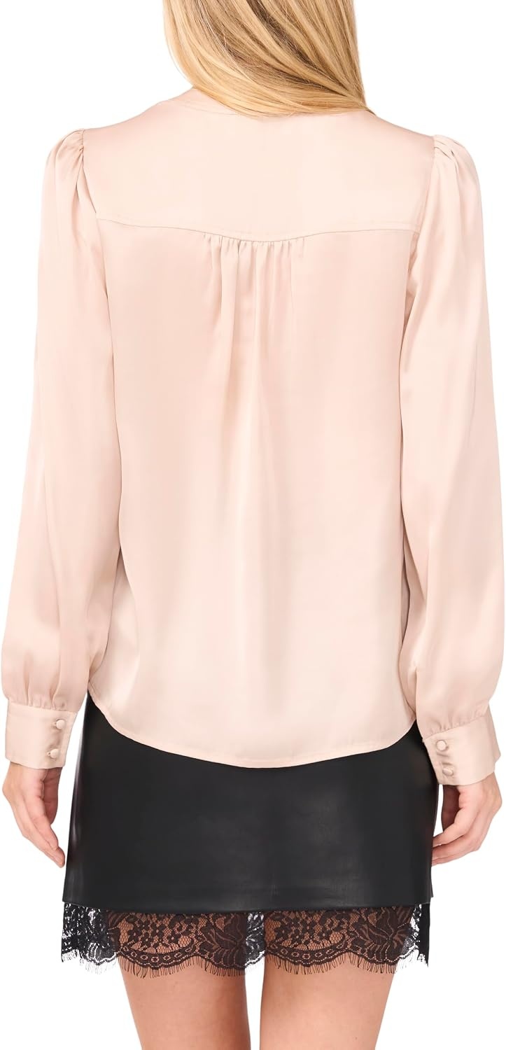 image:imageVince Camuto Womens Long Sleeve Button Down Top with TopstitchFrench Oak