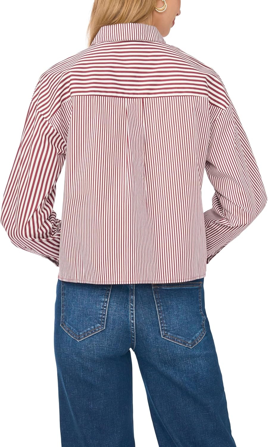 image:imageVince Camuto Womens Long Sleeve Collar Button Down with Front Pocket BlouseBloom Plum