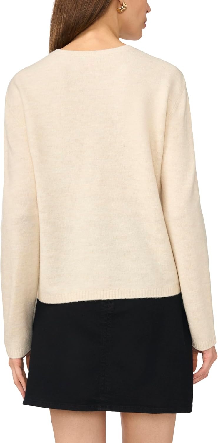 image:imageVince Camuto Womens Long Sleeve Crew Neck Chenille Embroidery SweaterBirch