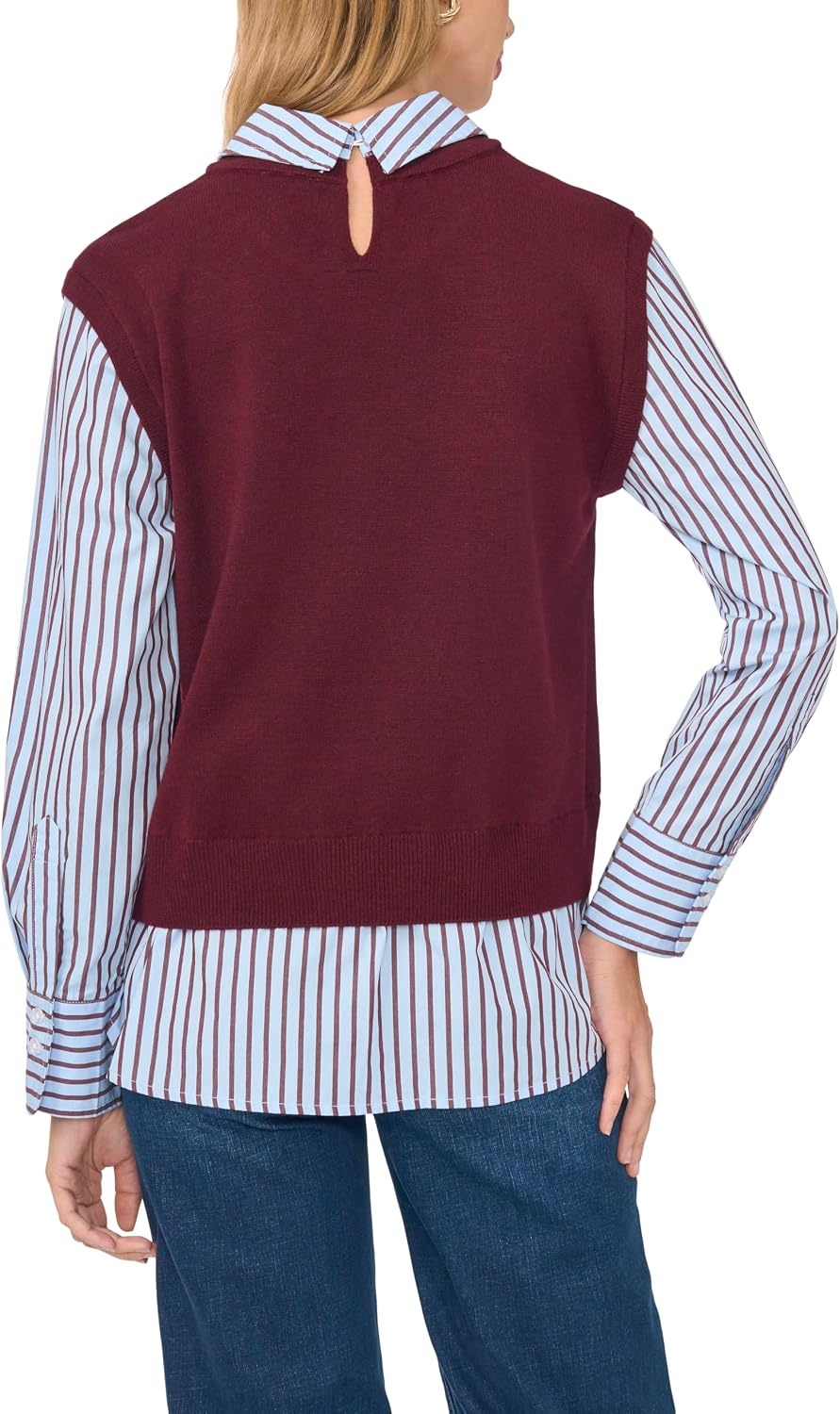 image:imageVince Camuto Womens Long Sleeve Crew Neck Shell TwoferWinetasting
