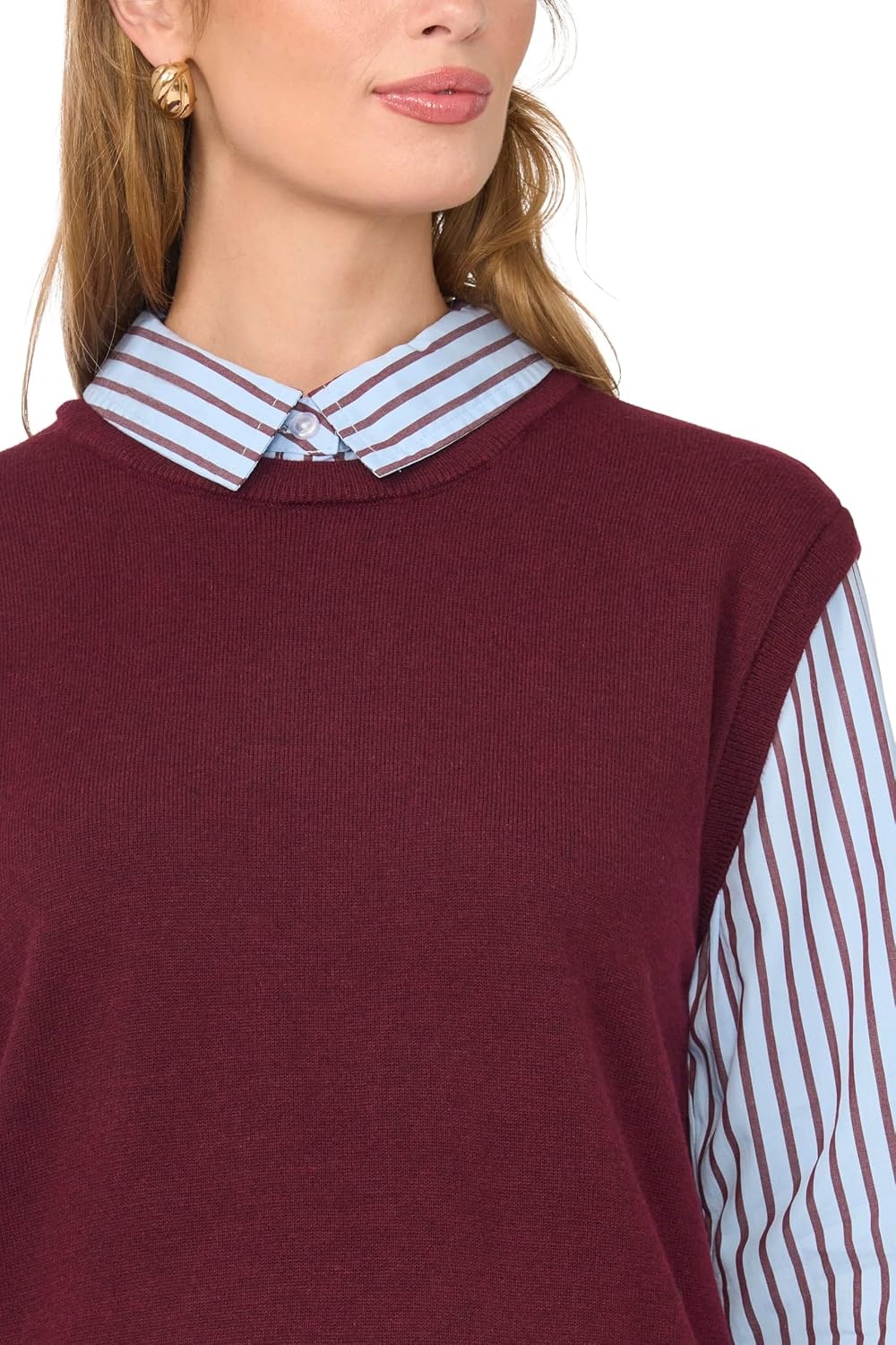 image:imageVince Camuto Womens Long Sleeve Crew Neck Shell TwoferWinetasting