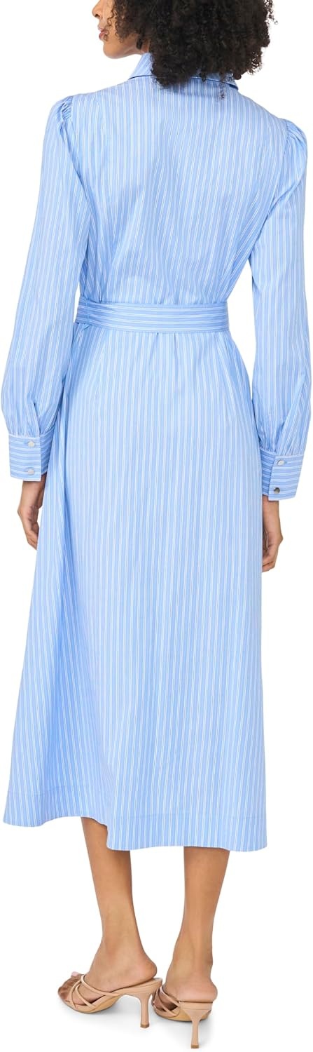 image:imageVince Camuto Womens Long Sleeve Princess Pleat Shirt Midi DressChambray Blue