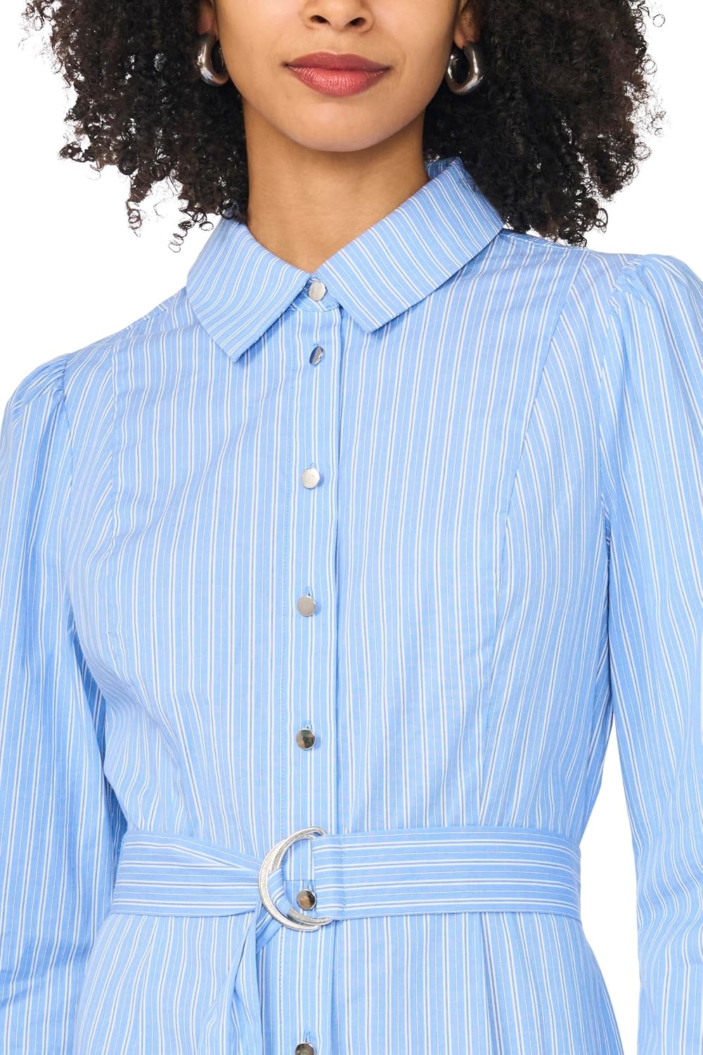 image:imageVince Camuto Womens Long Sleeve Princess Pleat Shirt Midi DressChambray Blue